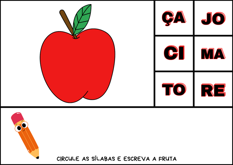Aprendendo as sílabas - versão frutas - 10 páginas