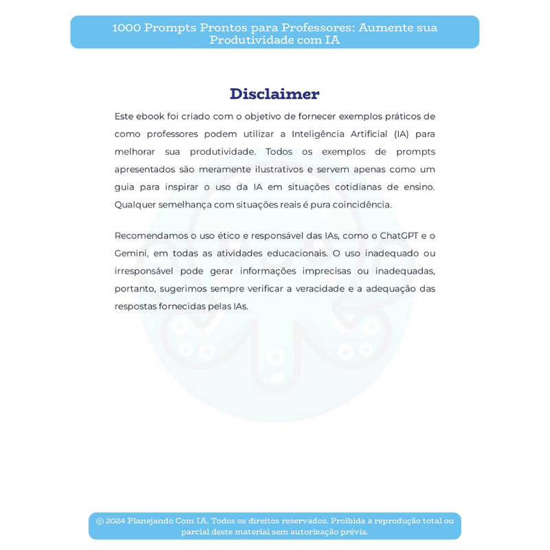 Ebook: 1000 Prompts Prontos para Professores: Aumente a sua Produtividade com IA