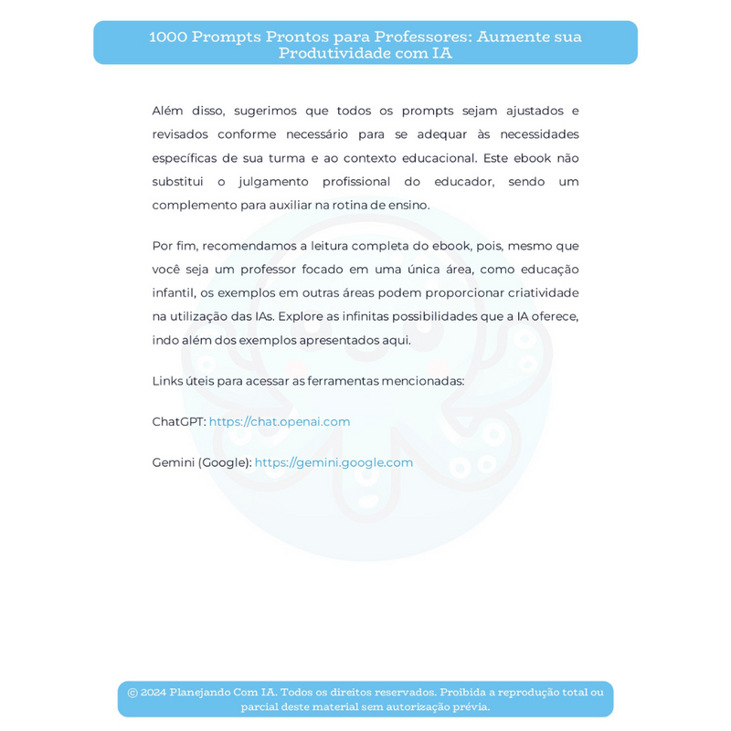 Ebook: 1000 Prompts Prontos para Professores: Aumente a sua Produtividade com IA