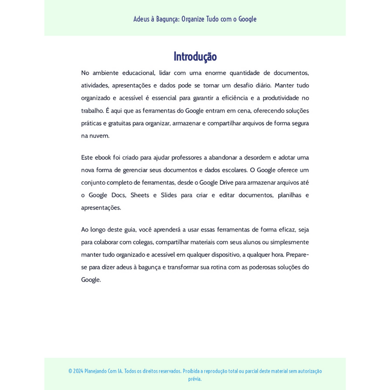 Ebook: Adeus a bagunça: Organize tudo com o Google