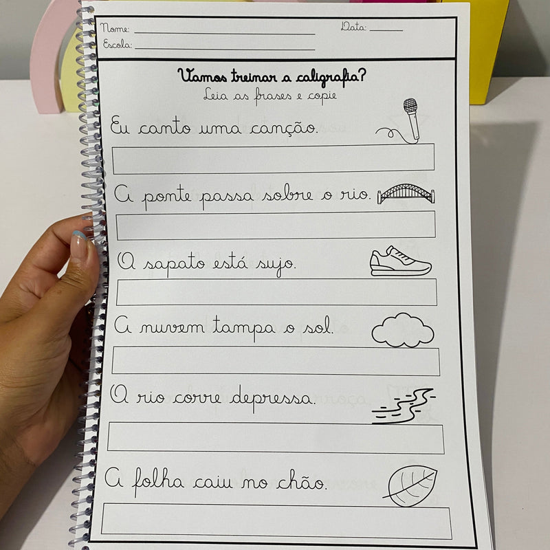 Apostila de Caligrafia com 90 Frases Curtas -  prático e atrativo para fortalecer a escrita - letra cursiva