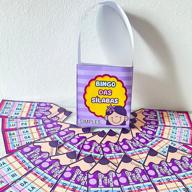 Sacola -  Bingo das Sílabas Simples - 20 ou 40 cartelas - Fortaleça a leitura e a consciência fonológica de forma divertida!