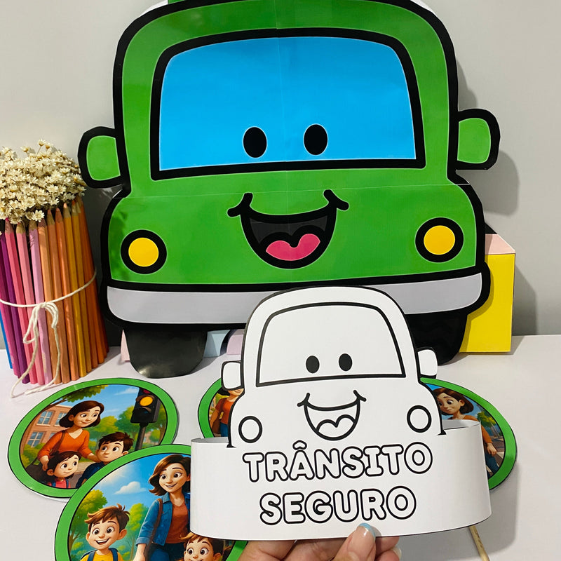 Sacola da Cidadania no Trânsito + coroa e cards ilustrados!