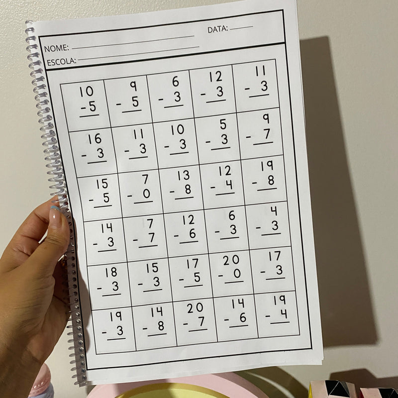 Apostila Continhas de Subtração - 450 continhas prontas para serem resolvidas em 15 páginas desta super apostila!