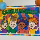 Painel Colorido + convites temáticos – Dia do Cabelo Maluco!!