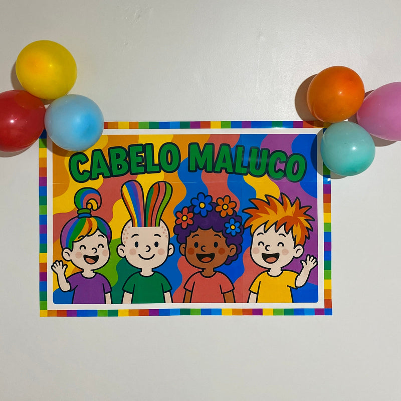 Painel Colorido + convites temáticos – Dia do Cabelo Maluco!!