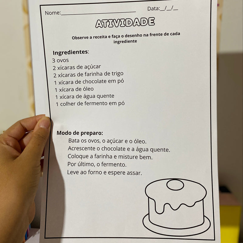 Painel Ampliado + Atividades – Receita de Bolo de Chocolate