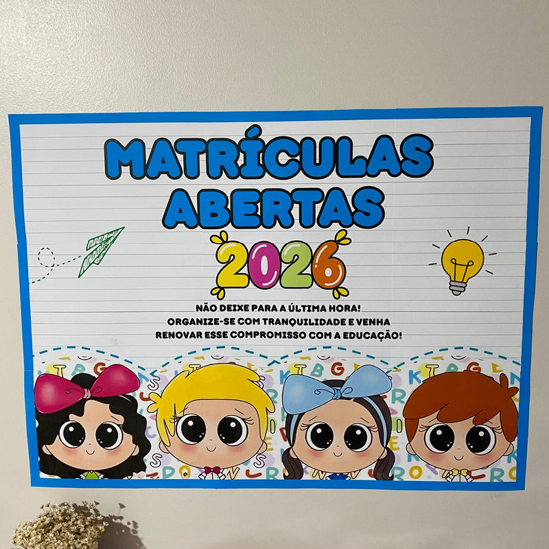 Painel Matrículas Abertas 2026 + Panfleto Personalizável