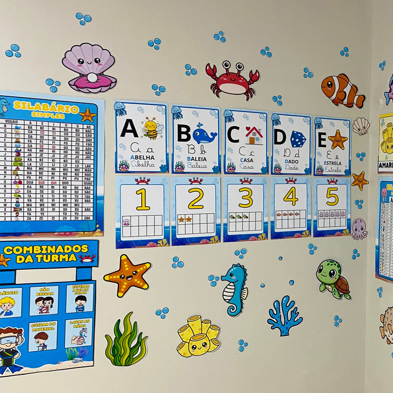 Kit Sala – Fundo do Mar - 124 páginas -  Transforme sua sala em um verdadeiro mergulho encantado!