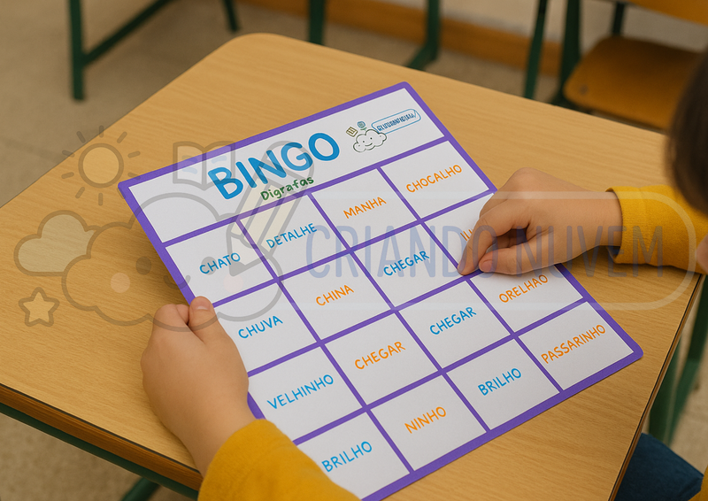 Bingo das famílias silábicas - Dígrafos - 10 cartelas