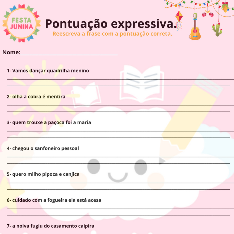 Pontuação Expressiva - Aprendizado da pontuação - Versão Festa Junina