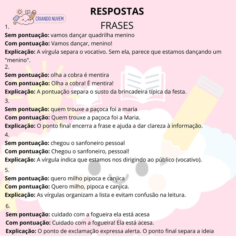 Pontuação Expressiva - Aprendizado da pontuação - Versão Festa Junina
