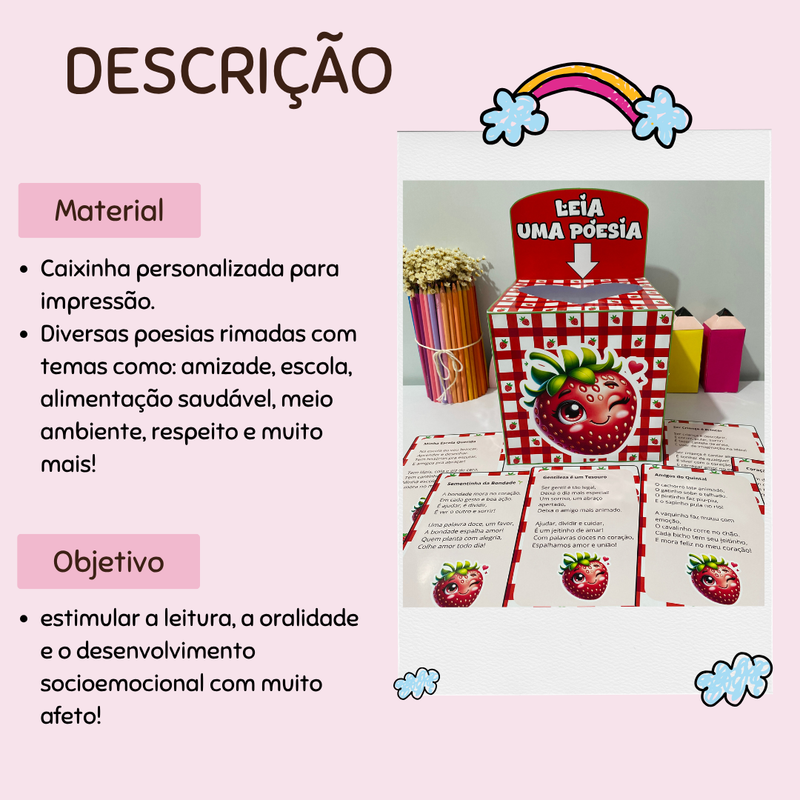Caixa de Poesias Rimadas – Leitura com Sentimento e Encanto! (15 cards)