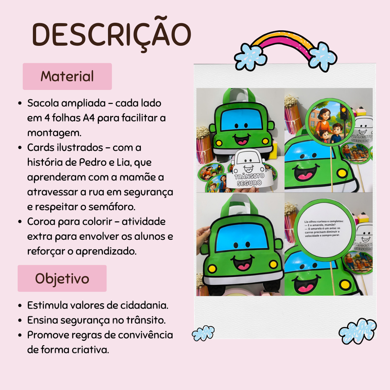 Sacola da Cidadania no Trânsito + coroa e cards ilustrados!