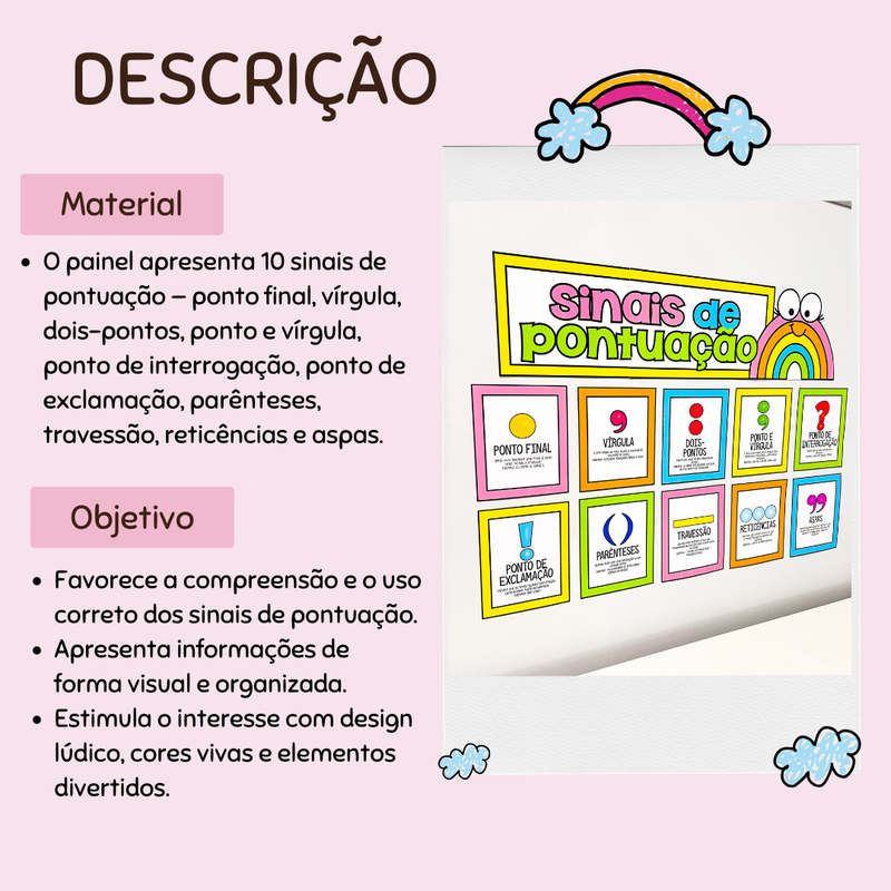 Painel Sinais de Pontuação – 10 sinais - Gramática de Forma Visual e Divertida