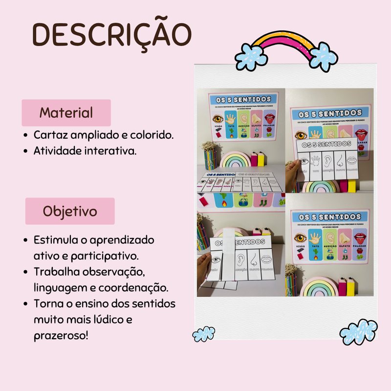 Os Cinco (5) Sentidos - Cartaz e atividade interativa