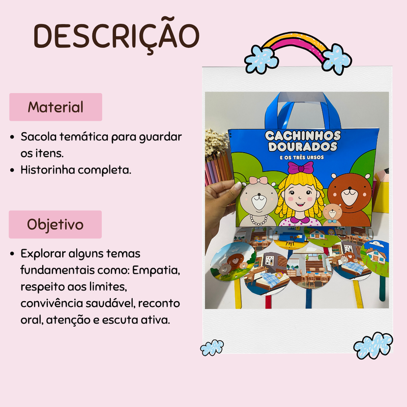 Sacola - Cachinhos Dourados e os Três Ursos - Um clássico infantil em atividade lúdica!