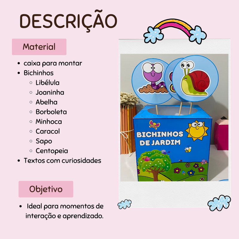 Caixa Bichinhos de Jardim - 8 bichinhos com textinhos!