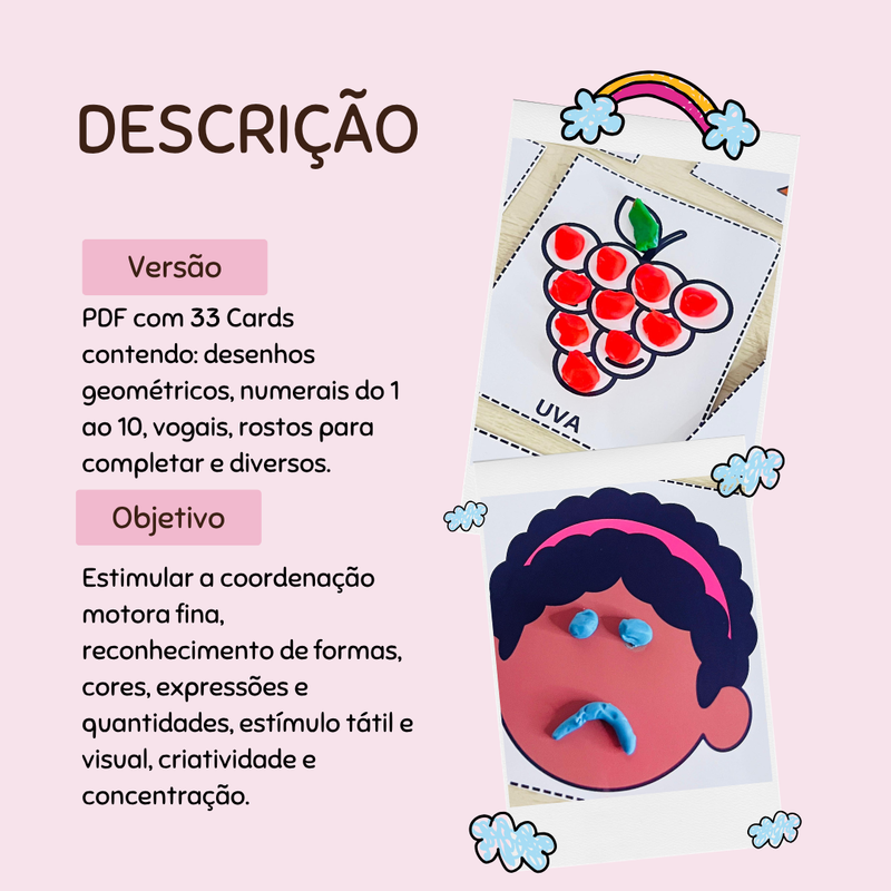 Prancha Sensorial de Massinha -  33 cards