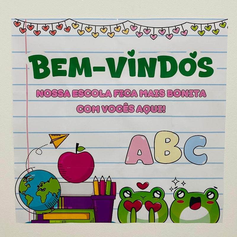 Painel de boas-vindas – Tema Super Colorido + lembrancinhas
