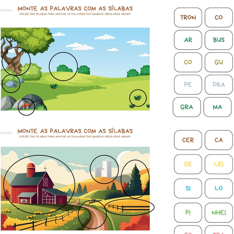 Combo com 10 materiais: Família das sílabas